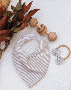 STONE STRIPE Linen Bow Headband