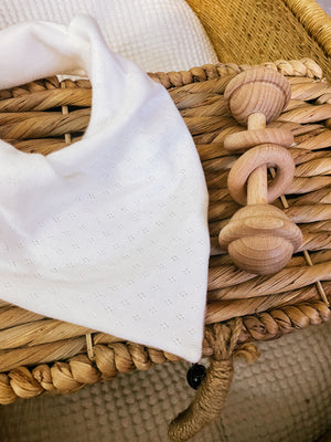 White Pointelle Bandana Bib