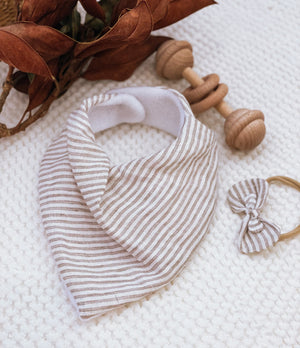 STONE STRIPE Linen Bow Headband