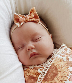 SUNFLOWERS ~ BOLD Organic Cotton Bow headband