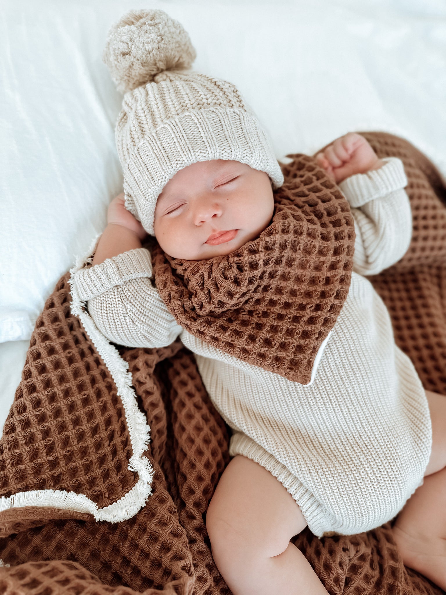 Chunky Waffle Bandana Bib ~ Chocolate