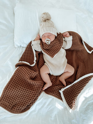 Chunky Waffle Bandana Bib ~ Chocolate