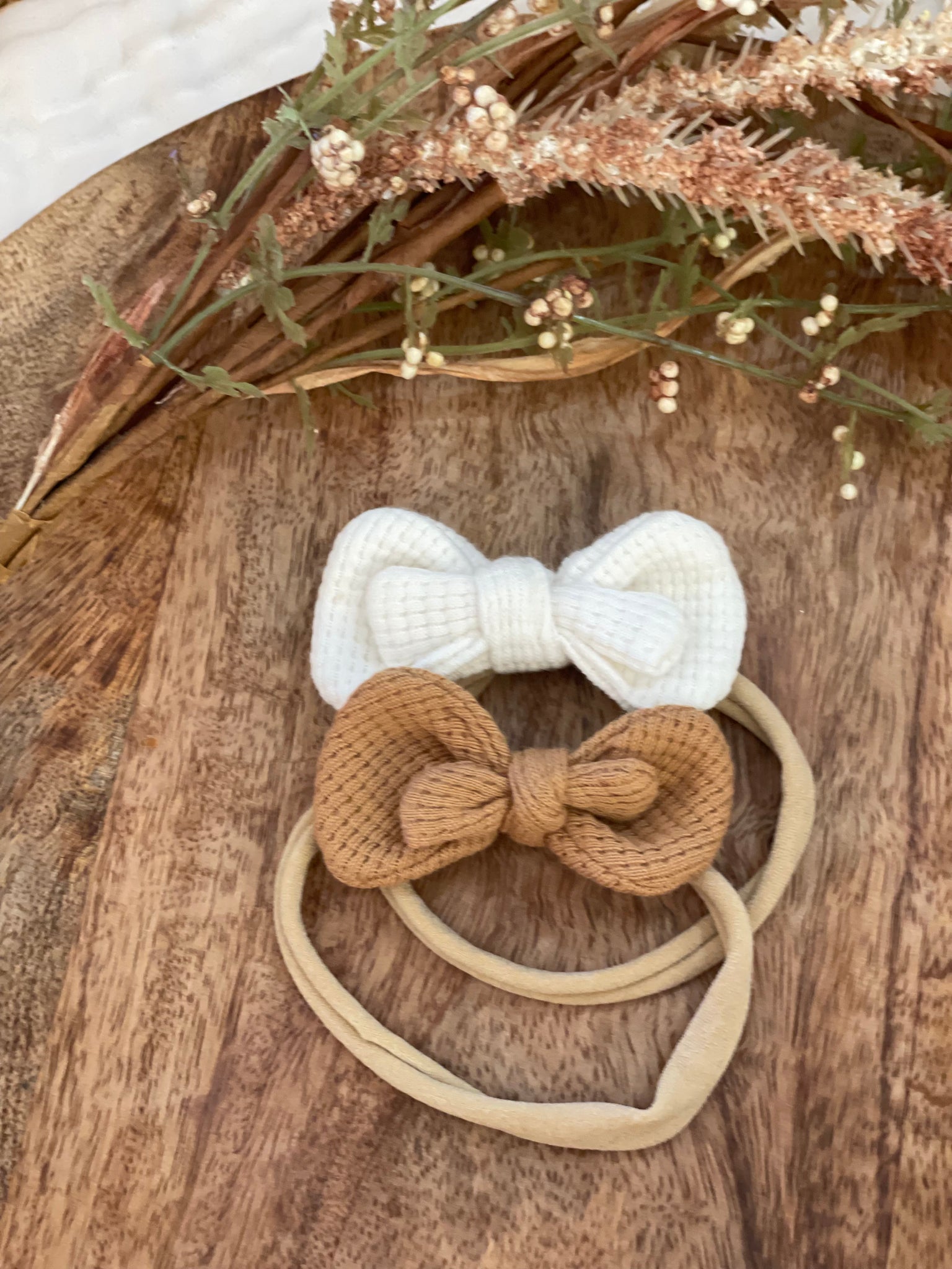 Knit Waffle Bow headbands