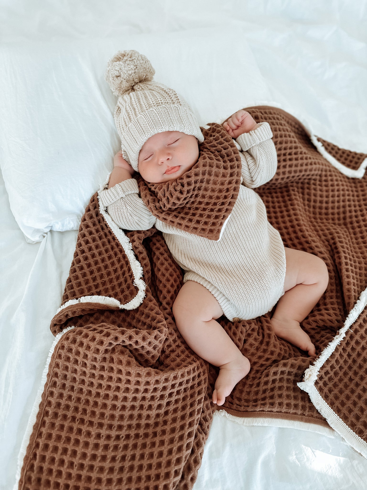 Chunky Waffle Bandana Bib ~ Chocolate