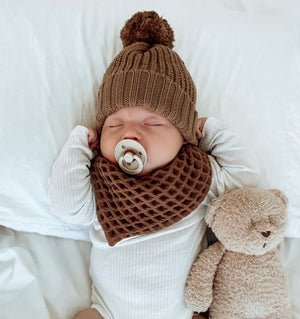 Chunky Waffle Bandana Bib ~ Chocolate