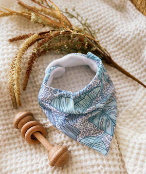 Leopard and Leaves Jersey Cotton Bandana Bib