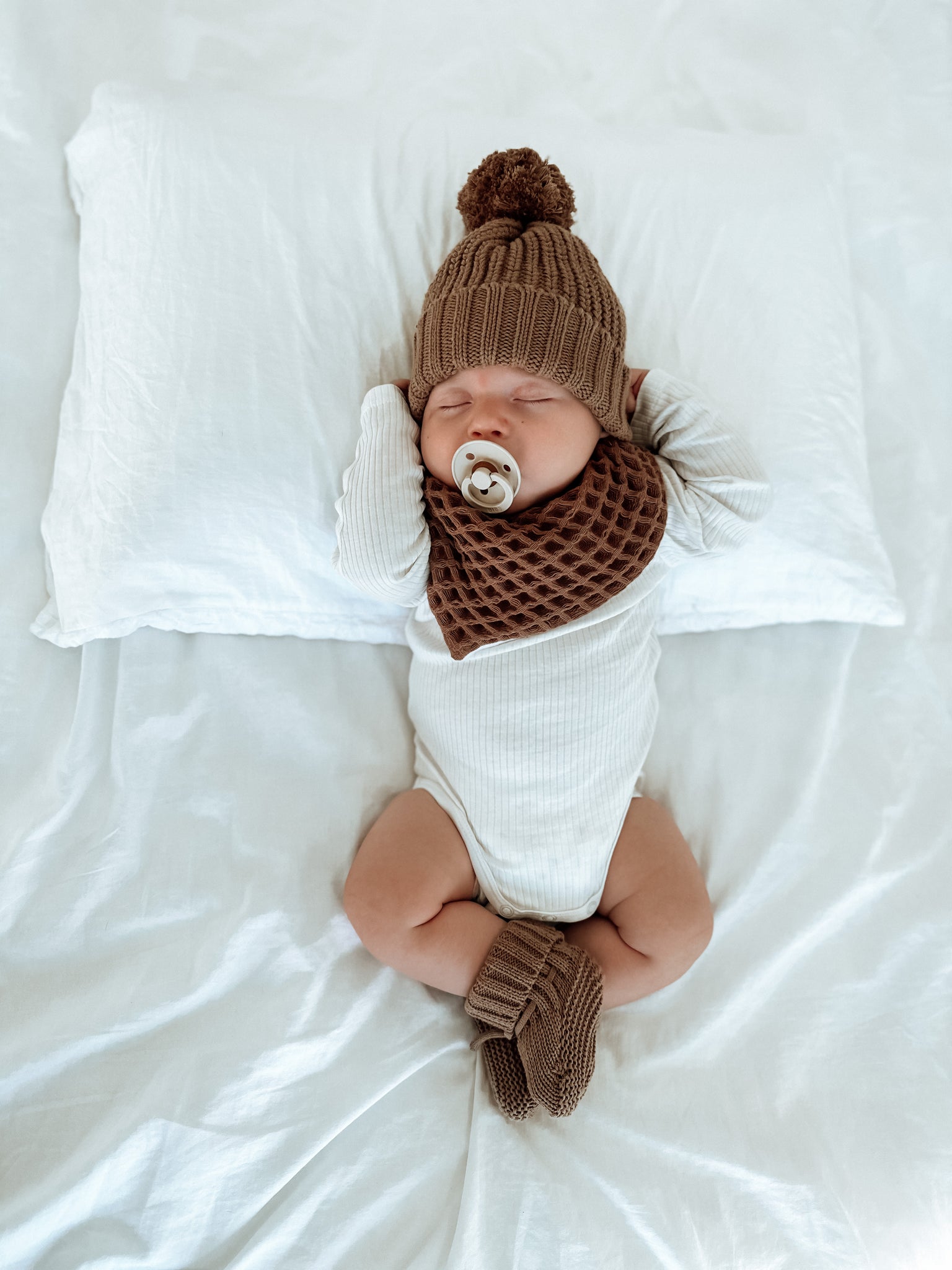 Chunky Waffle Bandana Bib ~ Chocolate