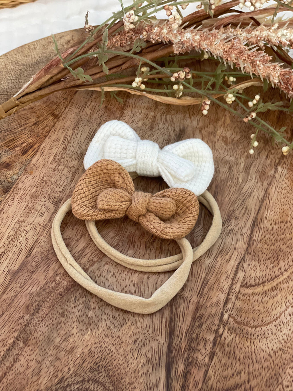 Knit Waffle Bow headbands