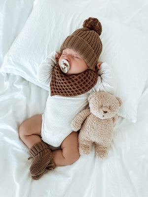 Chunky Waffle Bandana Bib ~ Chocolate