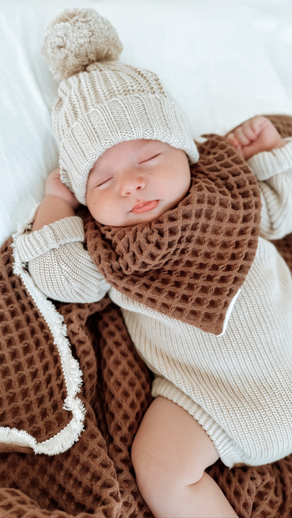 Chunky Waffle Bandana Bib ~ Chocolate