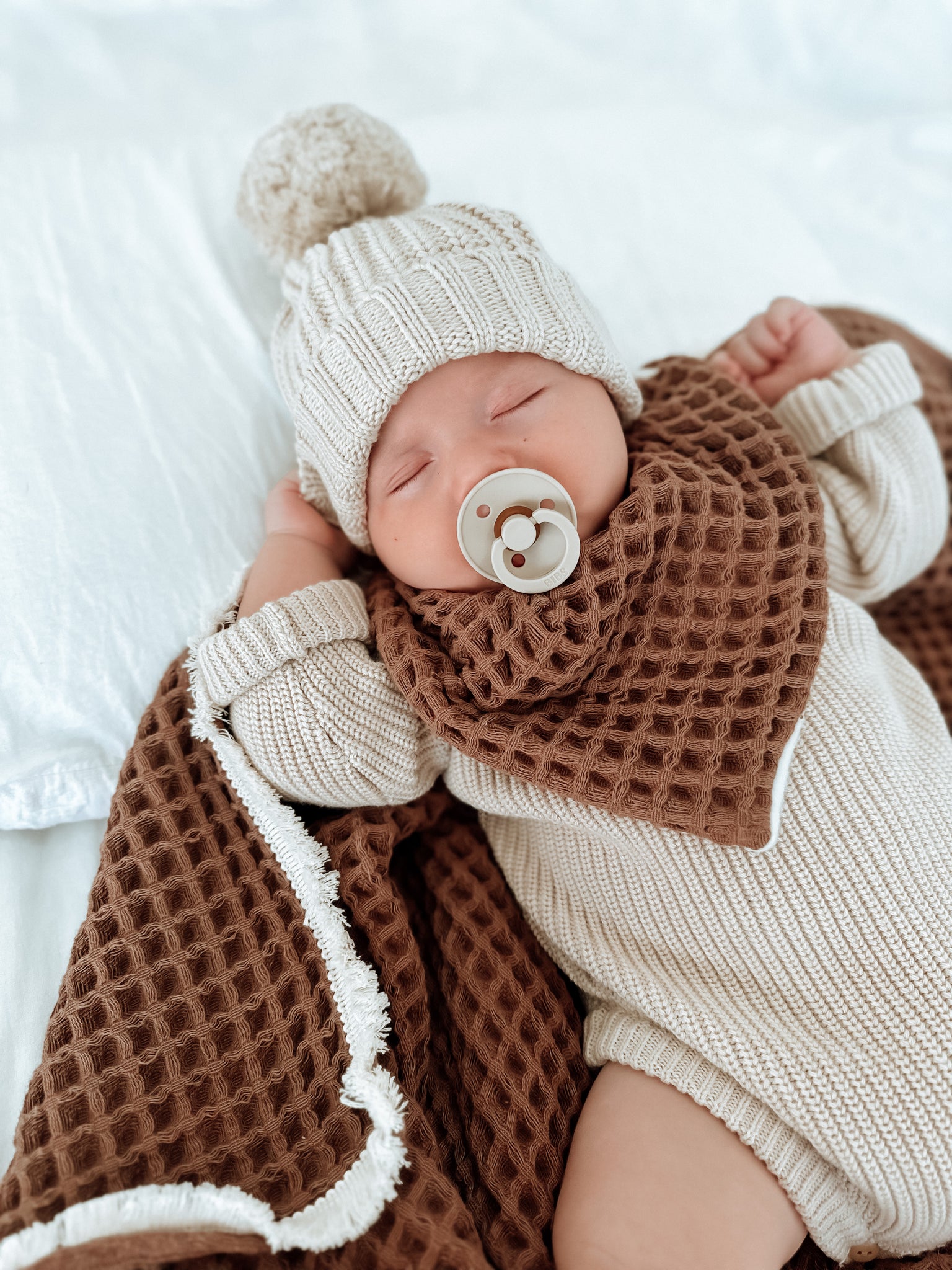 Chunky Waffle Bandana Bib ~ Chocolate