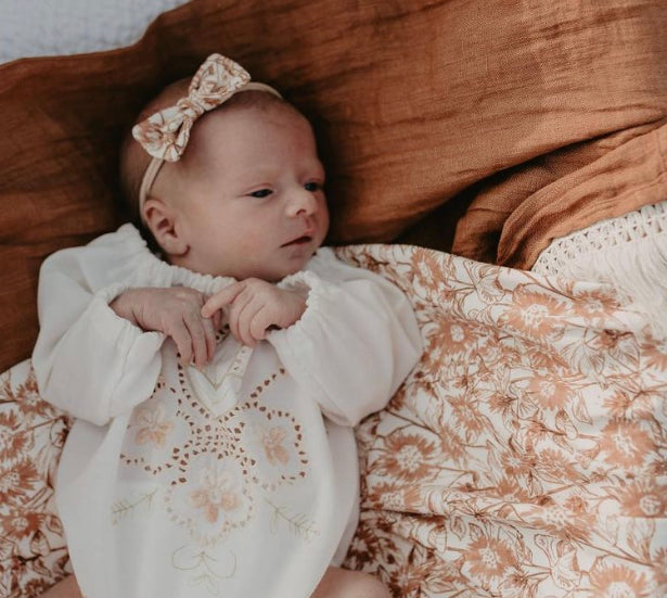 RUST Floral ~ Bow Headband